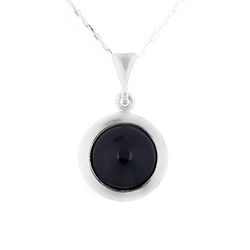 Srebrny naszyjnik czarny kamień - pr 925