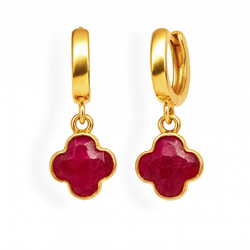 Kolczyki naturelny RUBIN AMULET - srebro p 925